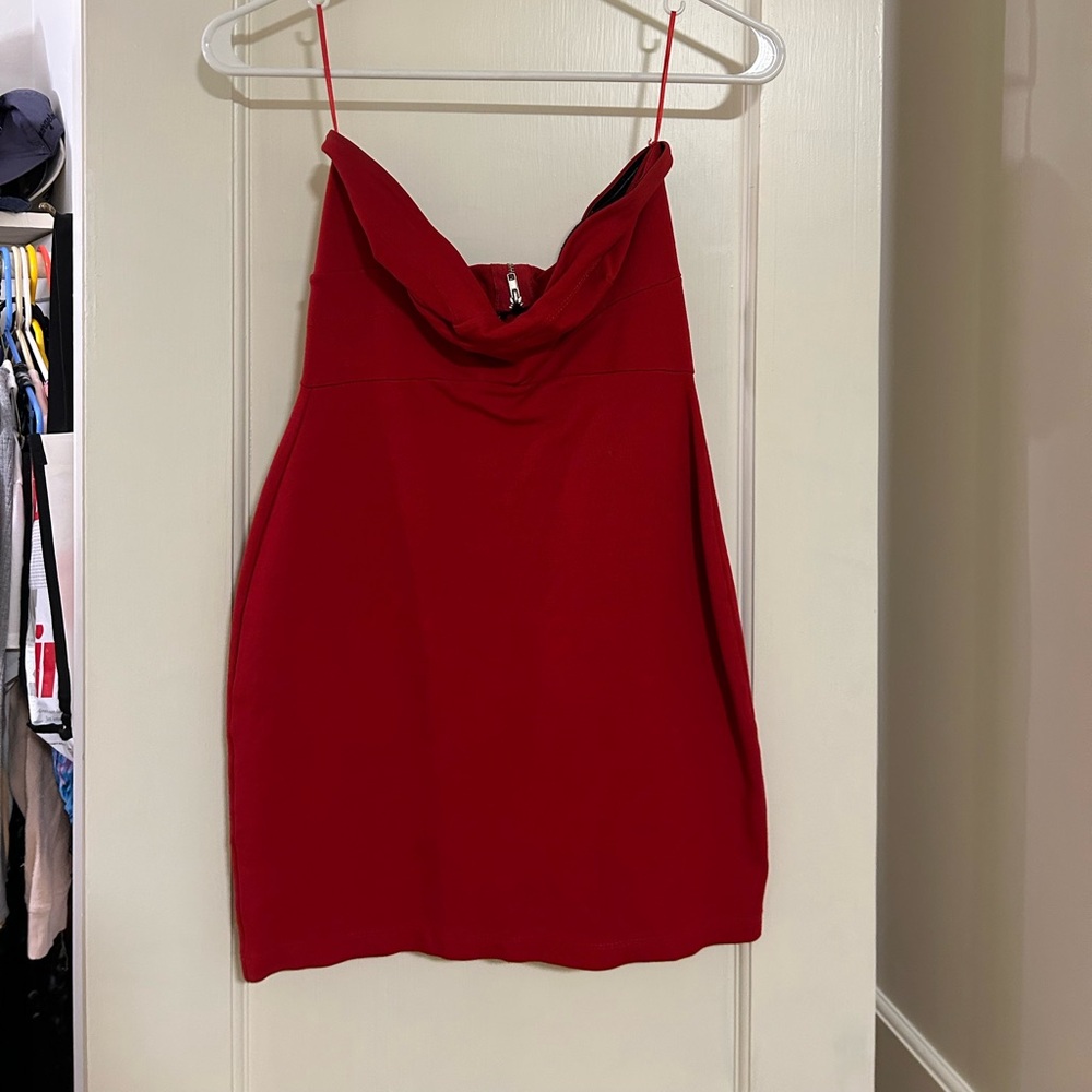 Elegant Red Women's Strapless Mini Dress